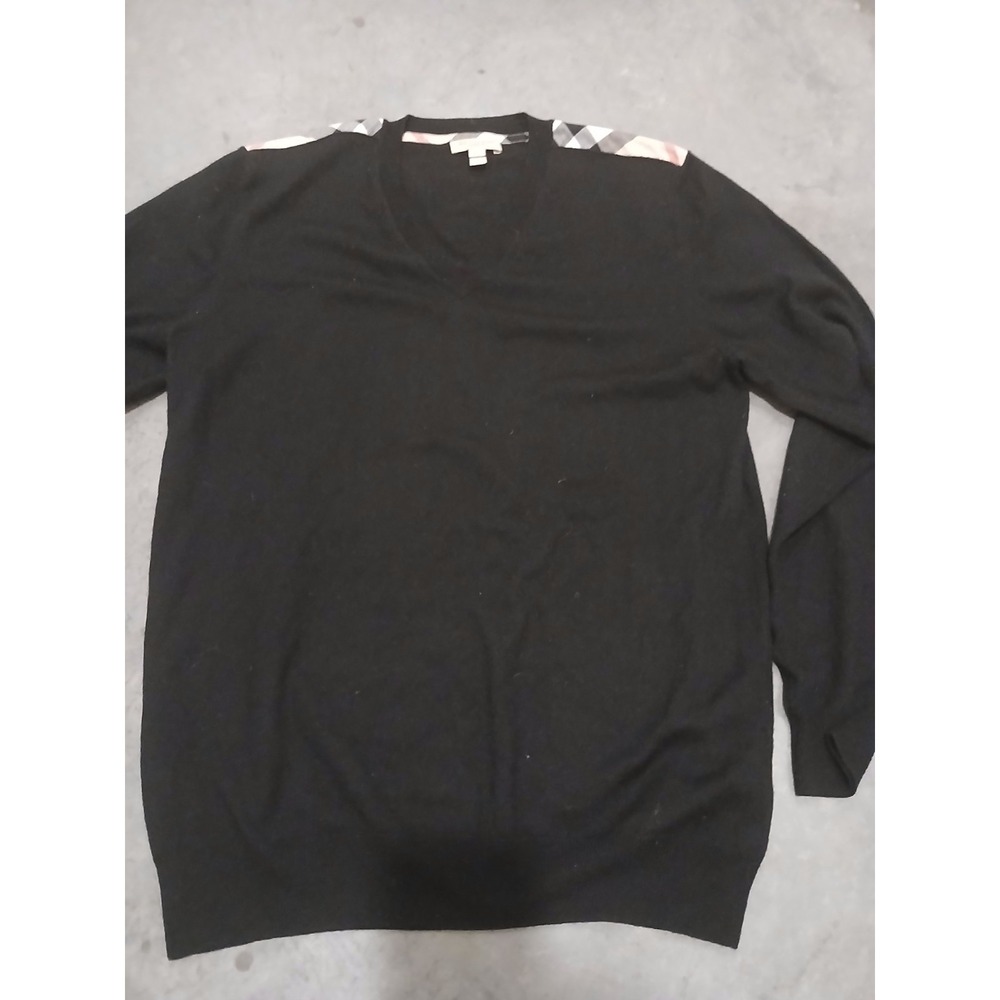 Burberry Brit Sweater Mens Large Pull Over Nova Check Designer Black Crewneck - Picture 6 of 7